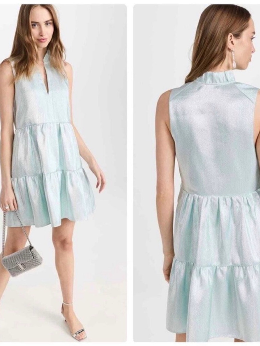 Amanda Uprichard Connolly Ice Blue Metallic Dress